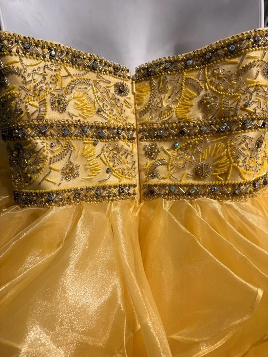 Jovani Yellow Strapless High-Low Ruffle Prom Dress size 6 - Picture 8 of 9